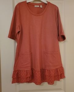 LOGO by Lori Goldstein Coral Tunic with Ruffle Hem